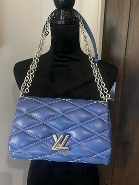 Louis Vuitton Go-14 Chain Bag Malletage Shoulder Blue EUC barely used